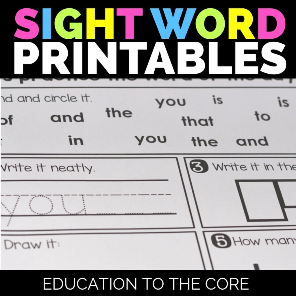 Sight Word Printables Bundle