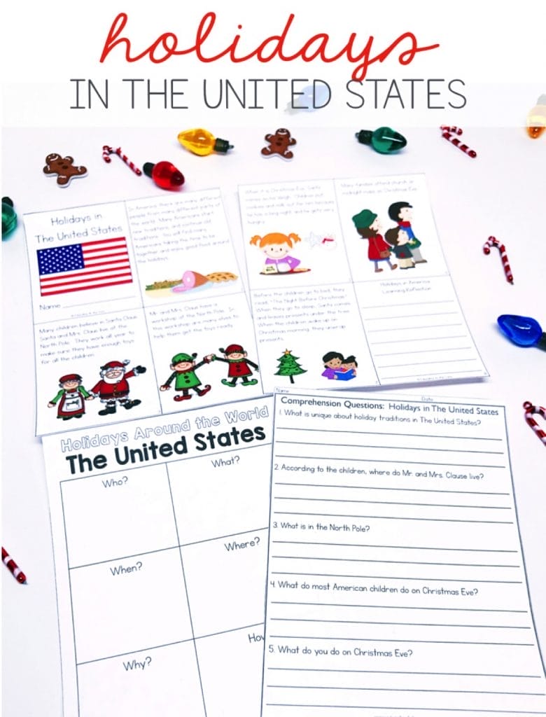 Christmas Around the World Unit. Complete with printable readers, passport and passport stamps, writing journal, graphic organizers! Great for all your Holidays Around the World Celebrations!