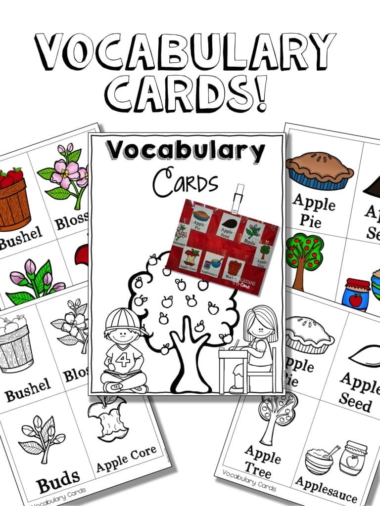 These apple life cycle vocabulary cards were a great discussion and reference point throughout the week. They also helped to guide my little readers along with their close read!