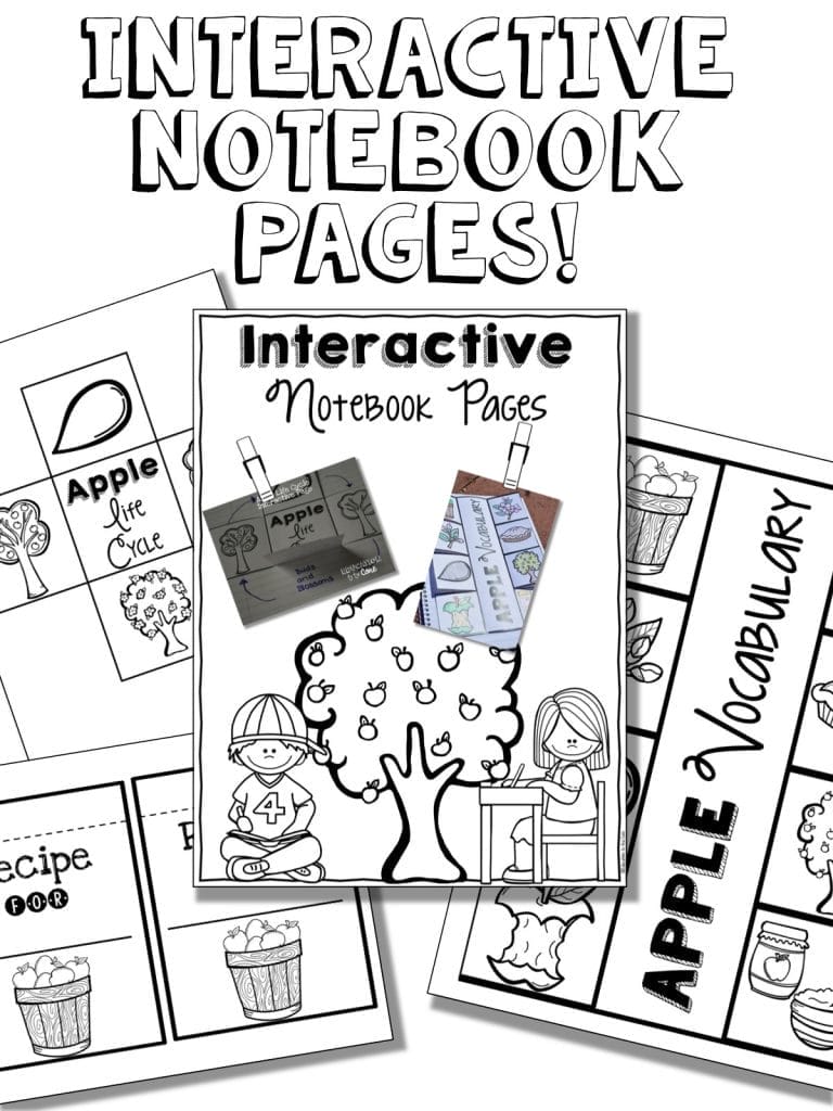 Interactive Apple Life Cycle Notebook Pages: I just had to save the best for last! My favorite part! Interactive Journal Pages! My kids were beyond excited and so engaged in this activity. I have one for the apple life cycle, one for a "recipe" and one for apple vocabulary.