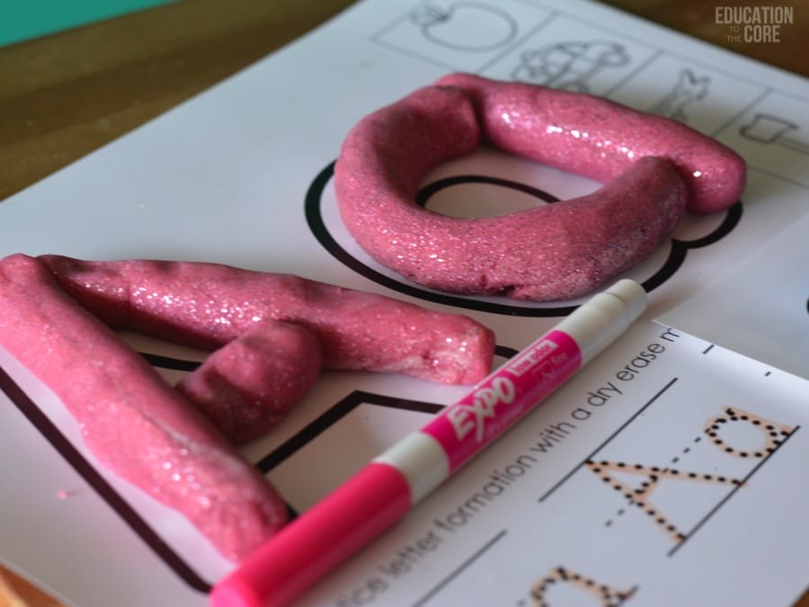 Printable Alphabet Mats with Neon Glitter Play Dough!