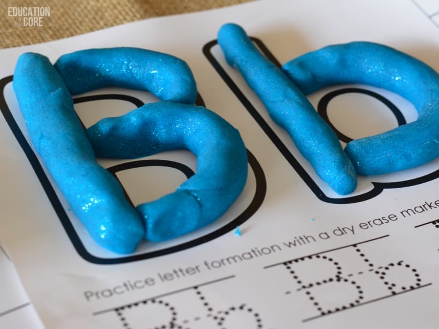 Printable Alphabet Mats with Neon Glitter Play Dough!