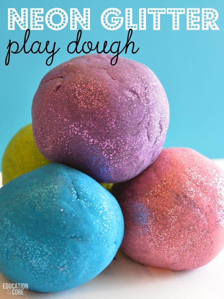 Neon Glitter Play Dough Fun