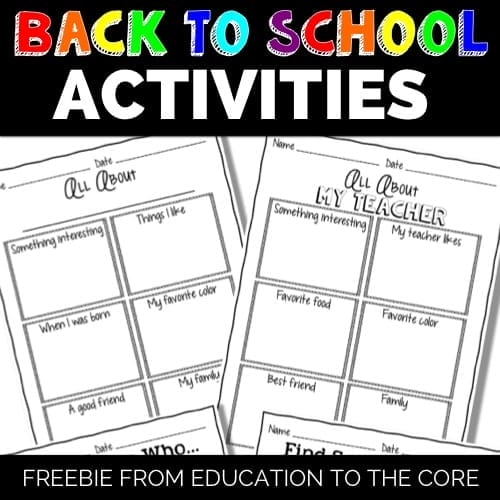Back to School Activities FREEBIE!