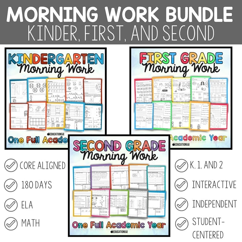 Kinder, First, and Second Grade Morning Work