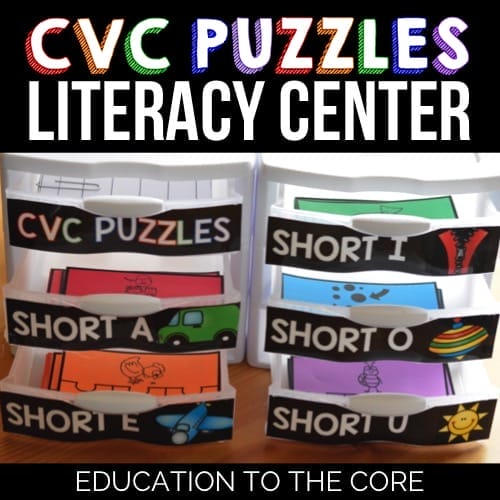 CVC Puzzles Literacy Center Phonics Activities