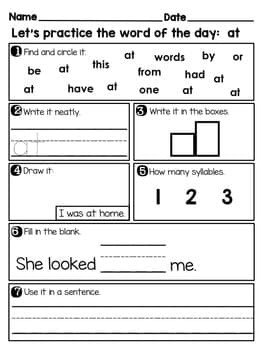 Sight Words for Kindergarten Worksheets 1-100 | Education to the Core