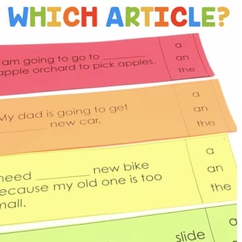 Students will choose the correct article for each sentence.