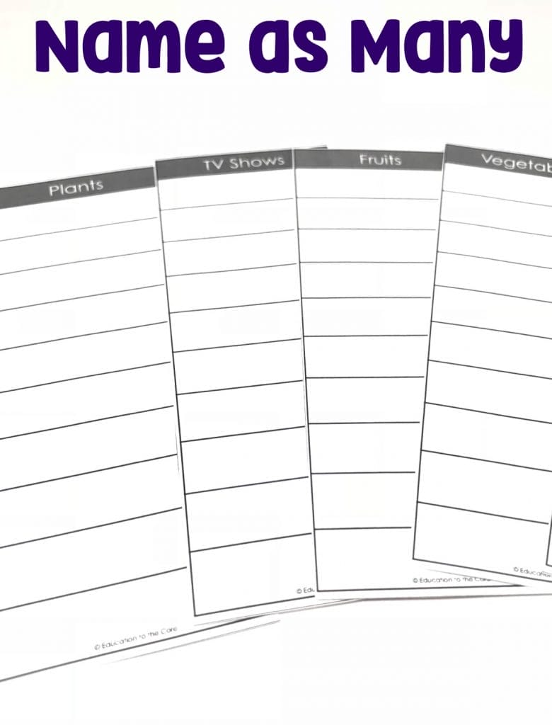 Sort words into categories (e.g., colors, clothing) to gain a sense of the concepts the categories represent.