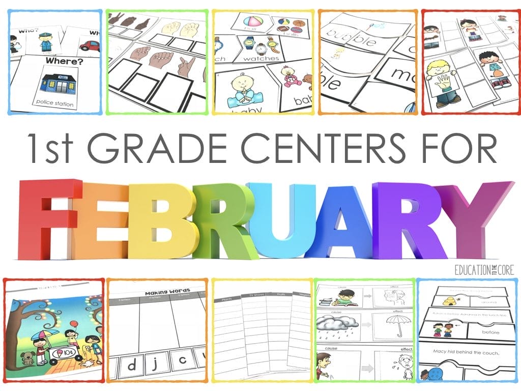 You will find a variety of phonics, language, vocabulary, and listening & speaking activities with these February centers. We provided a great review of essential kindergarten skills, a solid start to first grade skills, and a preview to second grade skills. These centers will be beneficial to any first grade classroom!