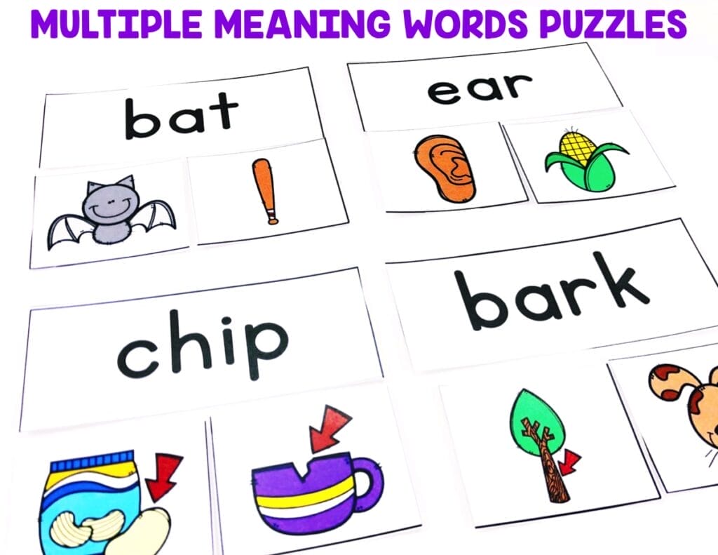 Students will be matching the multiple meaning words by completing the puzzles.