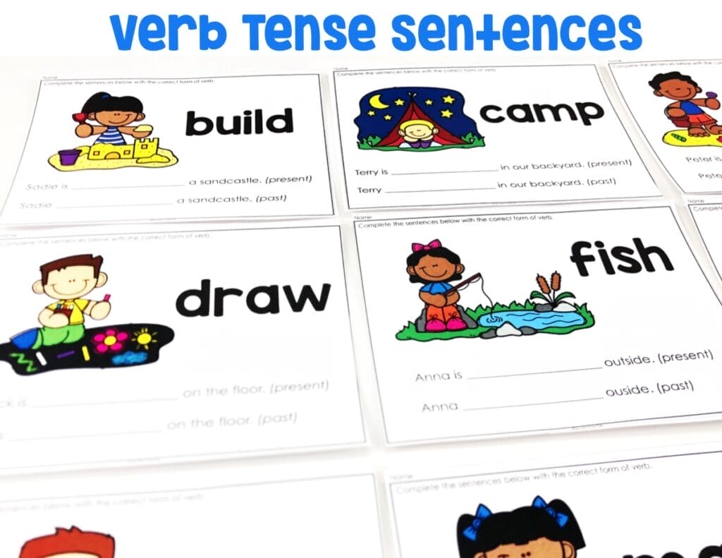 Students will be conjugating verbs in the present and past using the sentences provided on the task cards.