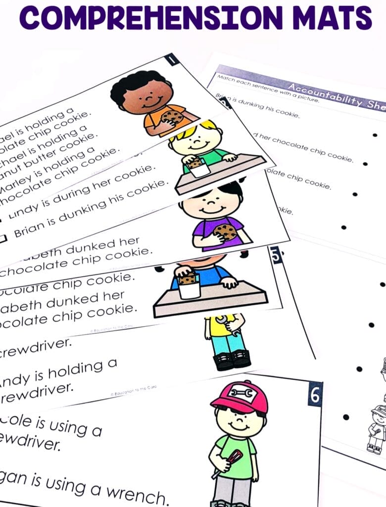 Students will select the sentence that best matches the picture.