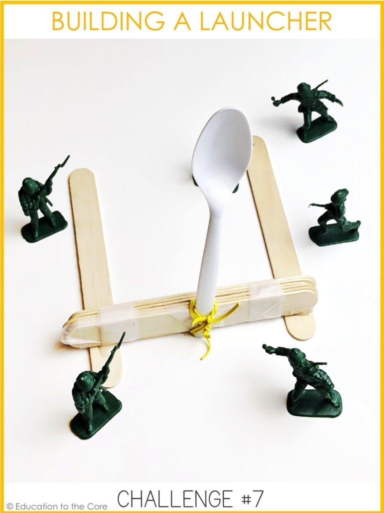 Can you build a launcher for your army man with the things in the provided cup? How can you make it go as far as possible?