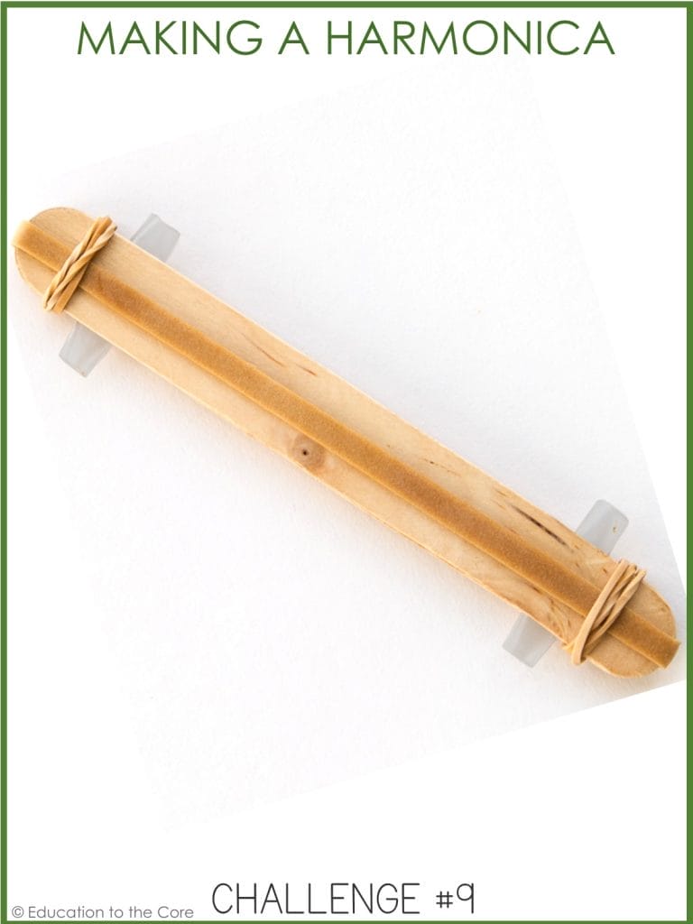 How can you make different sounds on a harmonica you make with craft sticks, rubber bands, and a straw?