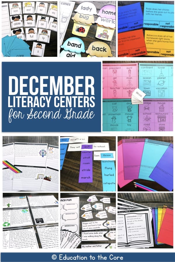 December Literacy Centers for 2nd Grade
