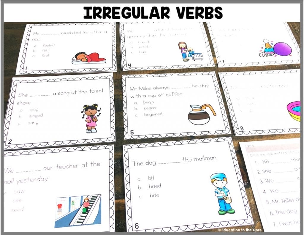 Irregular Verbs:Â Students will be reading sentences and deciding which irregular verb is used in the sentence.Â