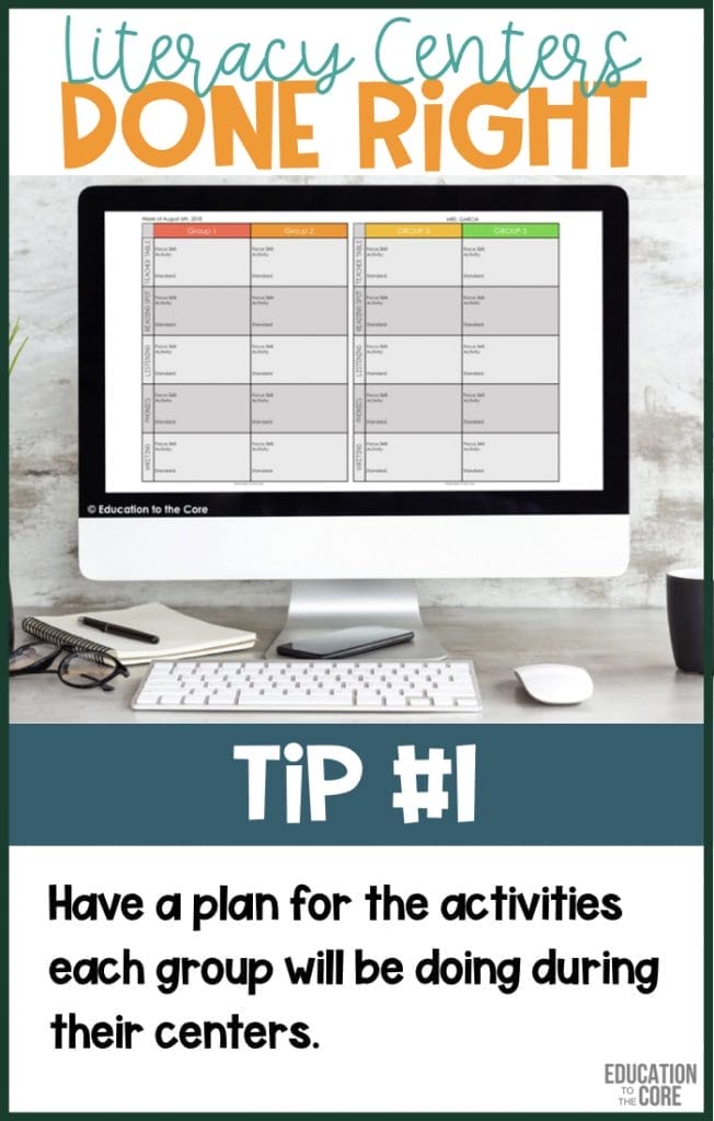 Have a plan for what each group will do each week.