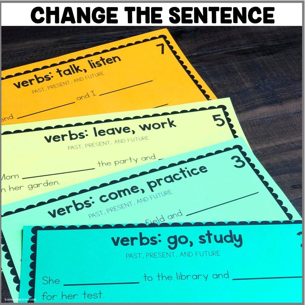 Students will be changing the verbs in the sentence to create new meaning and a new sentence.