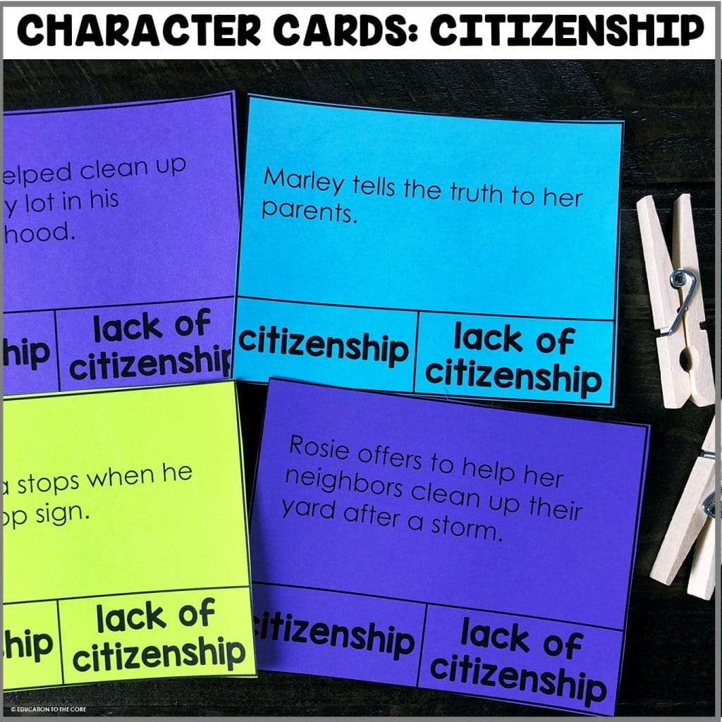 This month's character card center features citizenship! Students will be identifying what does and doesn't make a good citizen.