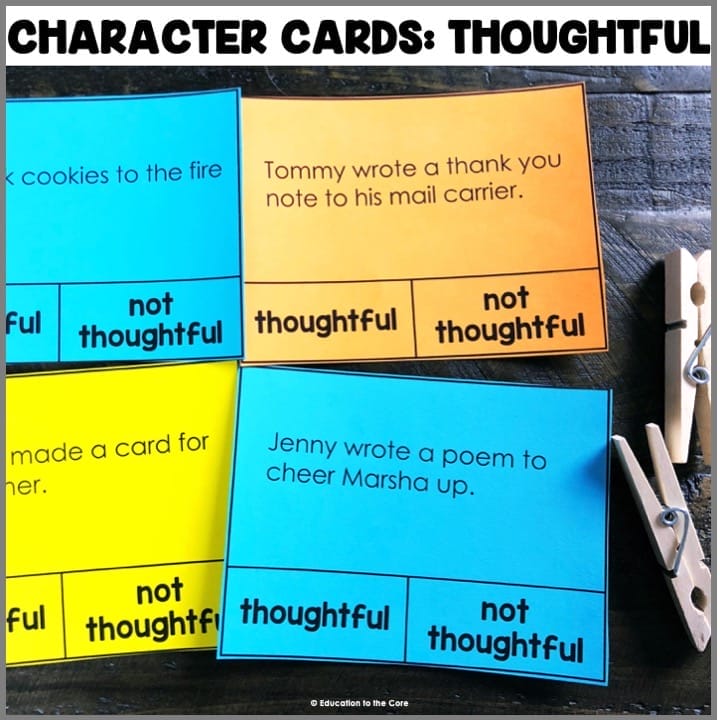 Character Cards: Thoughtful Another great character card center! This month features thoughtfulness! A timely character trait for this time of year.