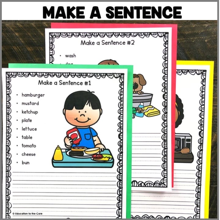 Make a Sentence: Students will be given a picture and nine vocabulary words to go with the picture. They will then write a sentence (or two) of their choice that include the words they are given.