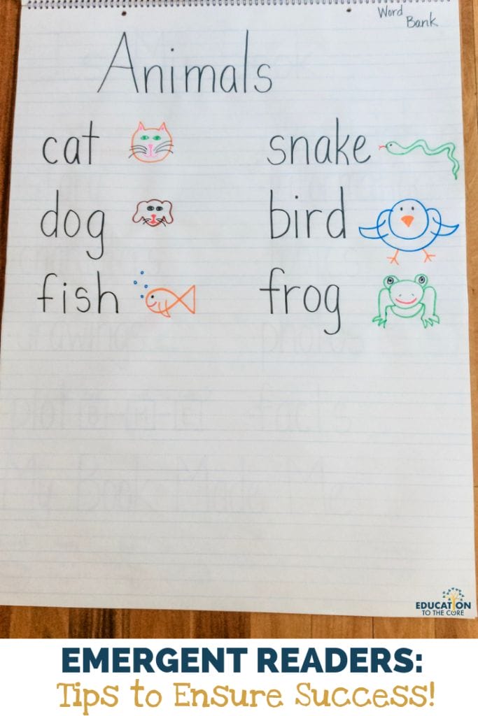 Characters, settings, and events are the three main staples in all stories. Our emergent readers don’t necessarily have to be able to read the text to identify these parts of a book. They can easily do this when taking a picture walk or after you have read a story to the class. The guiding questions you can ask may include… “Who are the characters in this book?” “Think about what people/animals/objects are included in our story.”