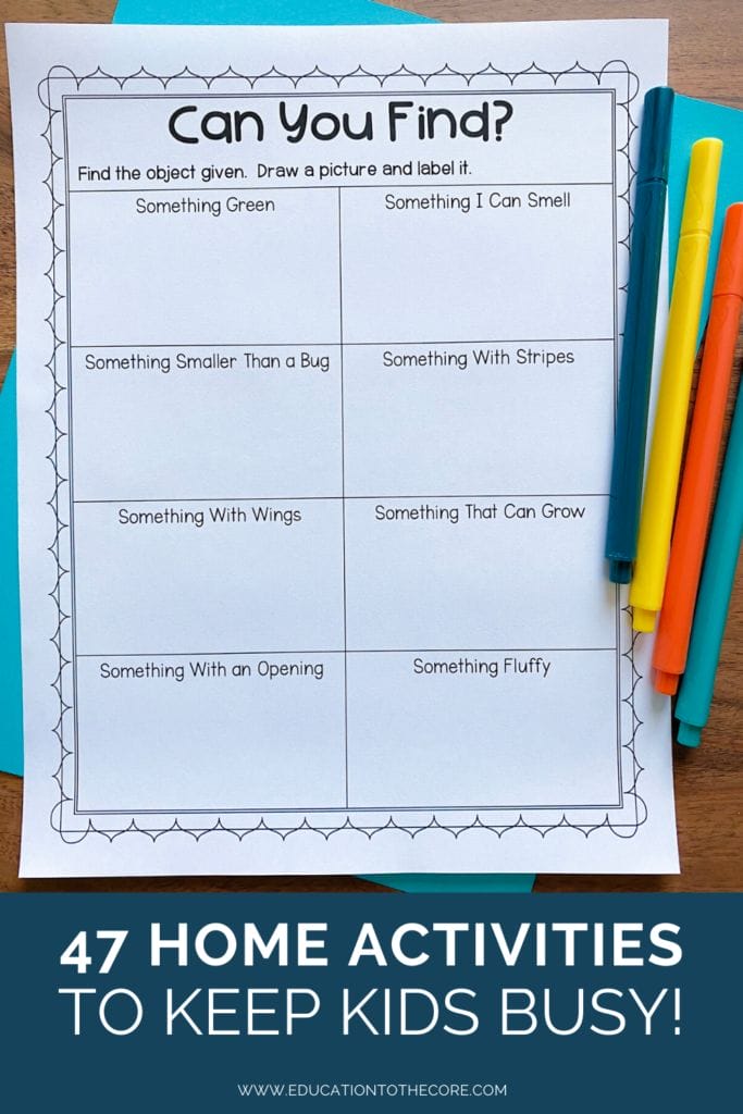 Can You Find It page for kids to explore and find objects in their backyard