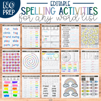 Editable Spelling activities that can be used on a learning menu for spelling or word work