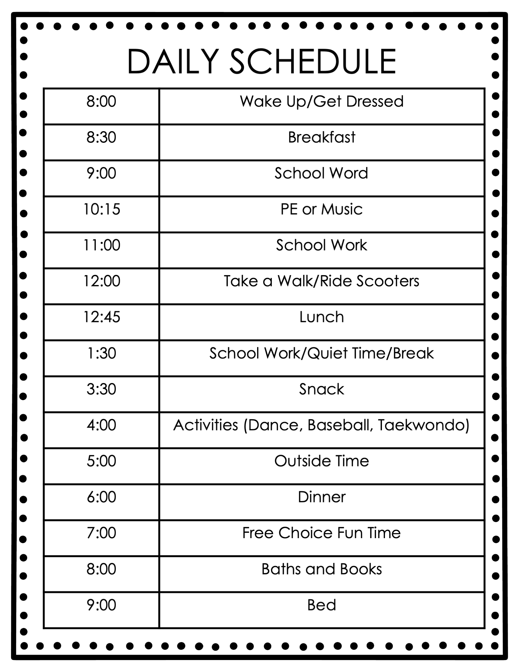 Editable Schedule | Education to the Core