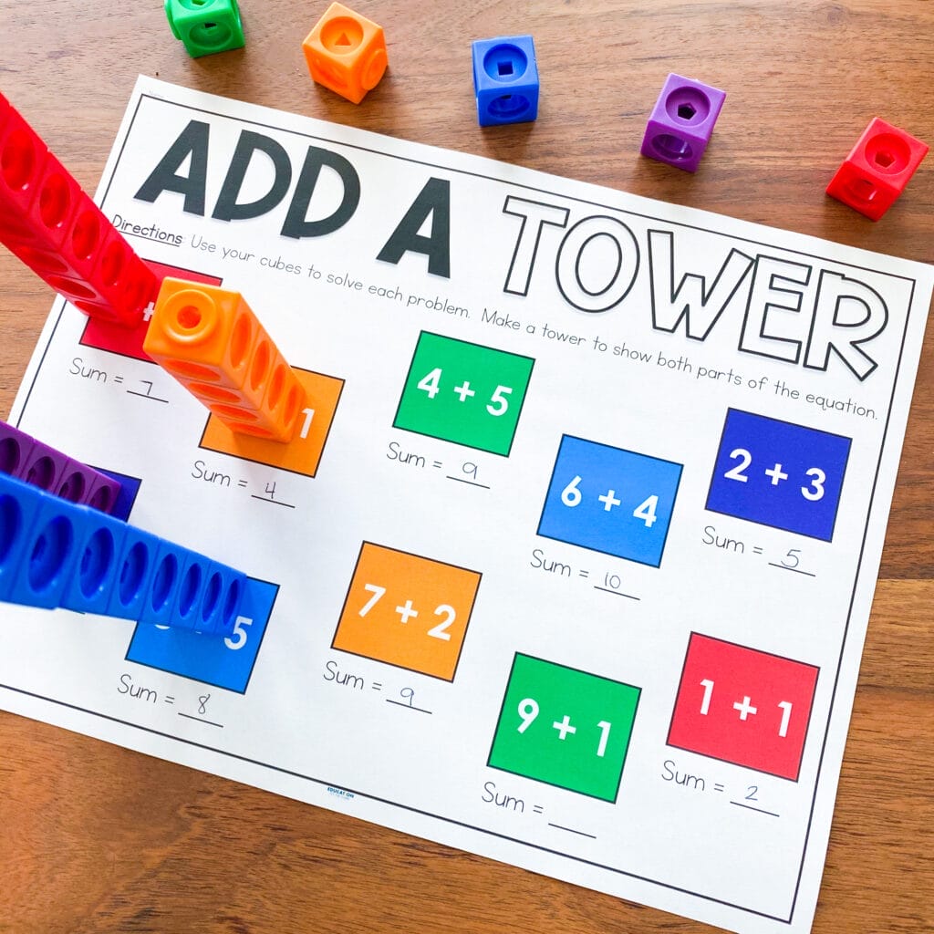 Add a Tower snap cube individual student activity