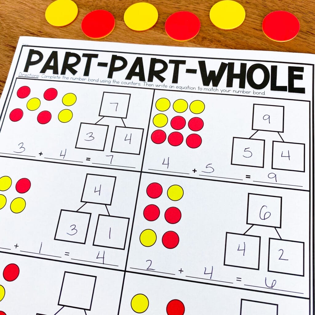 Double-sided counters part, part, whole individual center