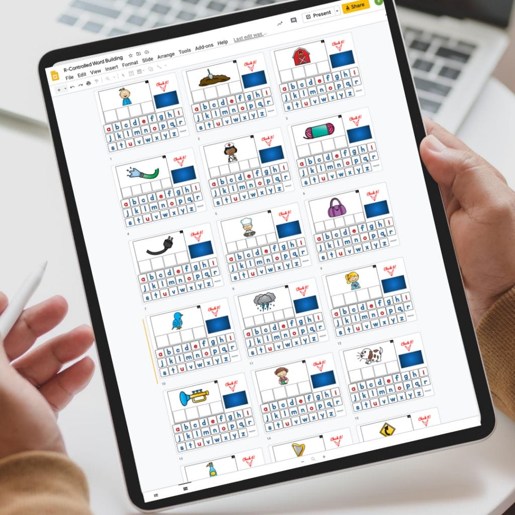digital words cards for kinder and first grade