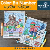 Winter Color by Number for Kindergarten and 1st Grade | Winter Worksheets
