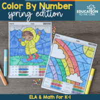 Spring Color by Number for K and 1st Grade