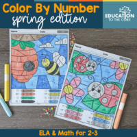 Spring Color by Number for 2nd & 3rd Grade