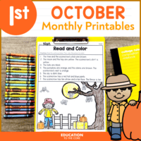 October No Prep Packet for First Grade | Monthly Themed Activities