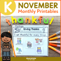 November No Prep Packet for Kindergarten | Monthly Activities | November Morning Work