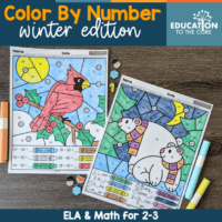 Winter Color by Number for 2nd and 3rd Grade | Winter Worksheets
