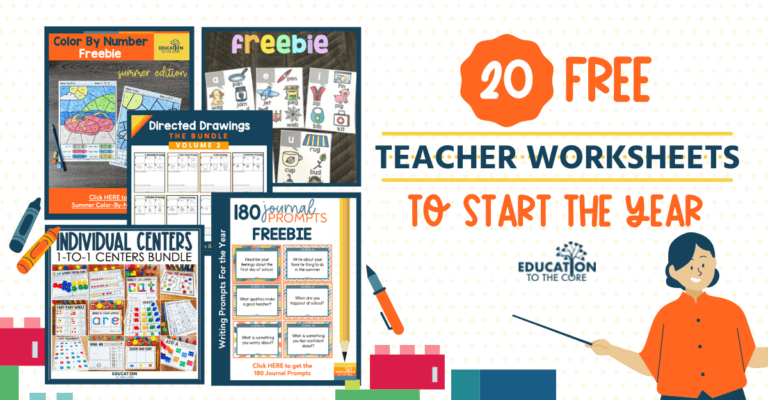 20 Free Teacher Worksheets to Start the Year